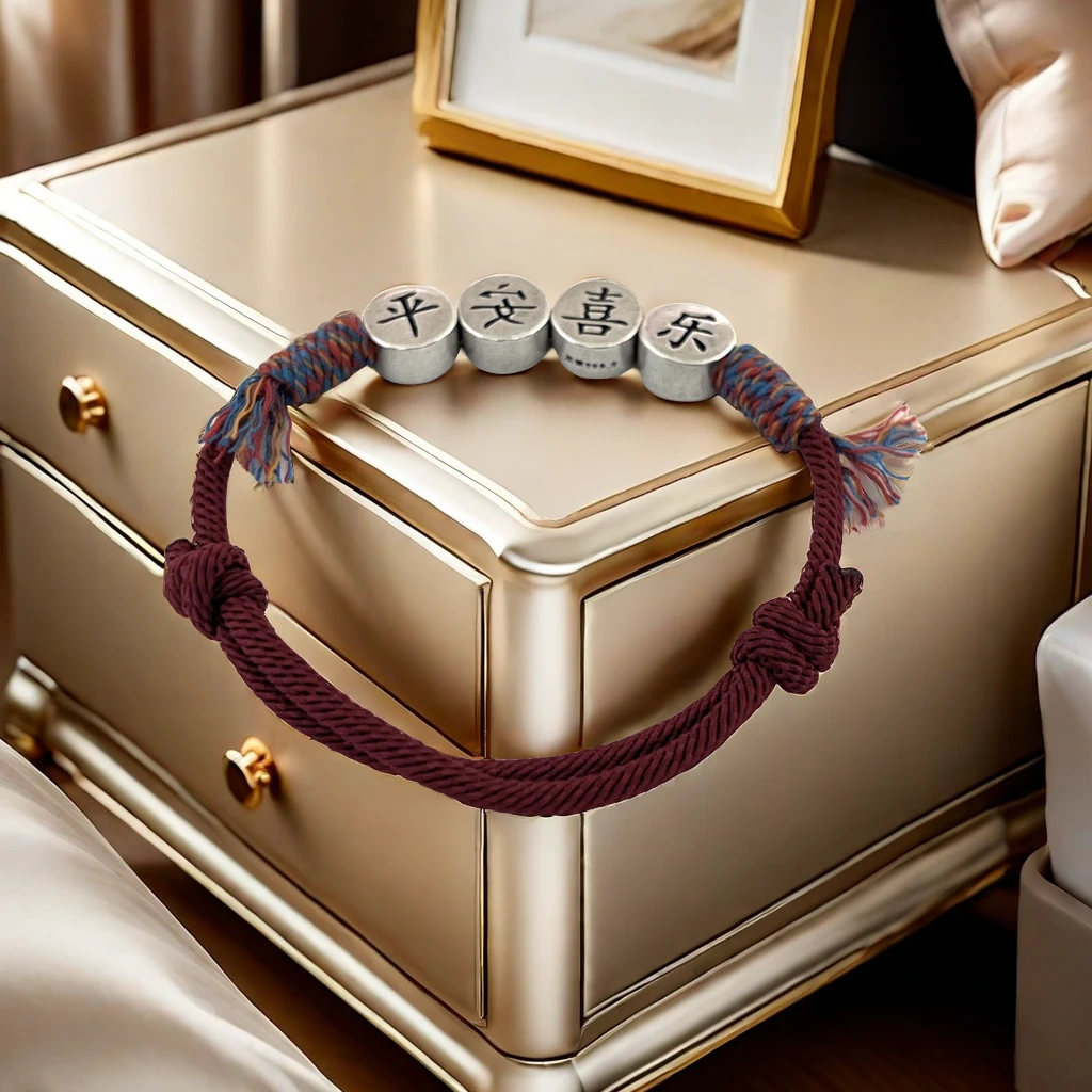 足银手链 【E04】8.7克足银平安喜乐手链999.9气质轻奢时尚手链