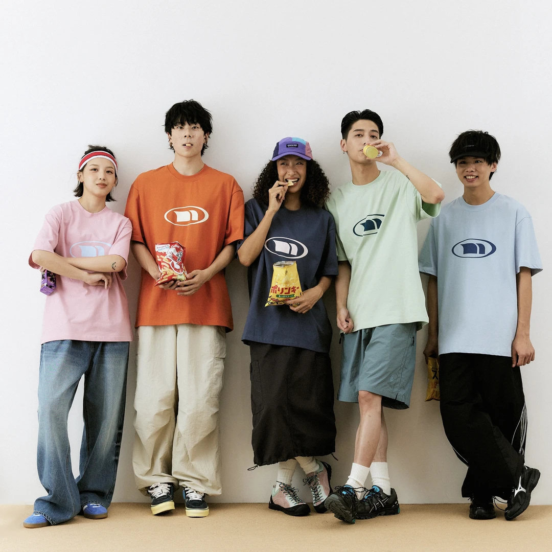 NORYBRAND 23SS基础圆弧logo多色印花短袖美式休闲宽松潮流