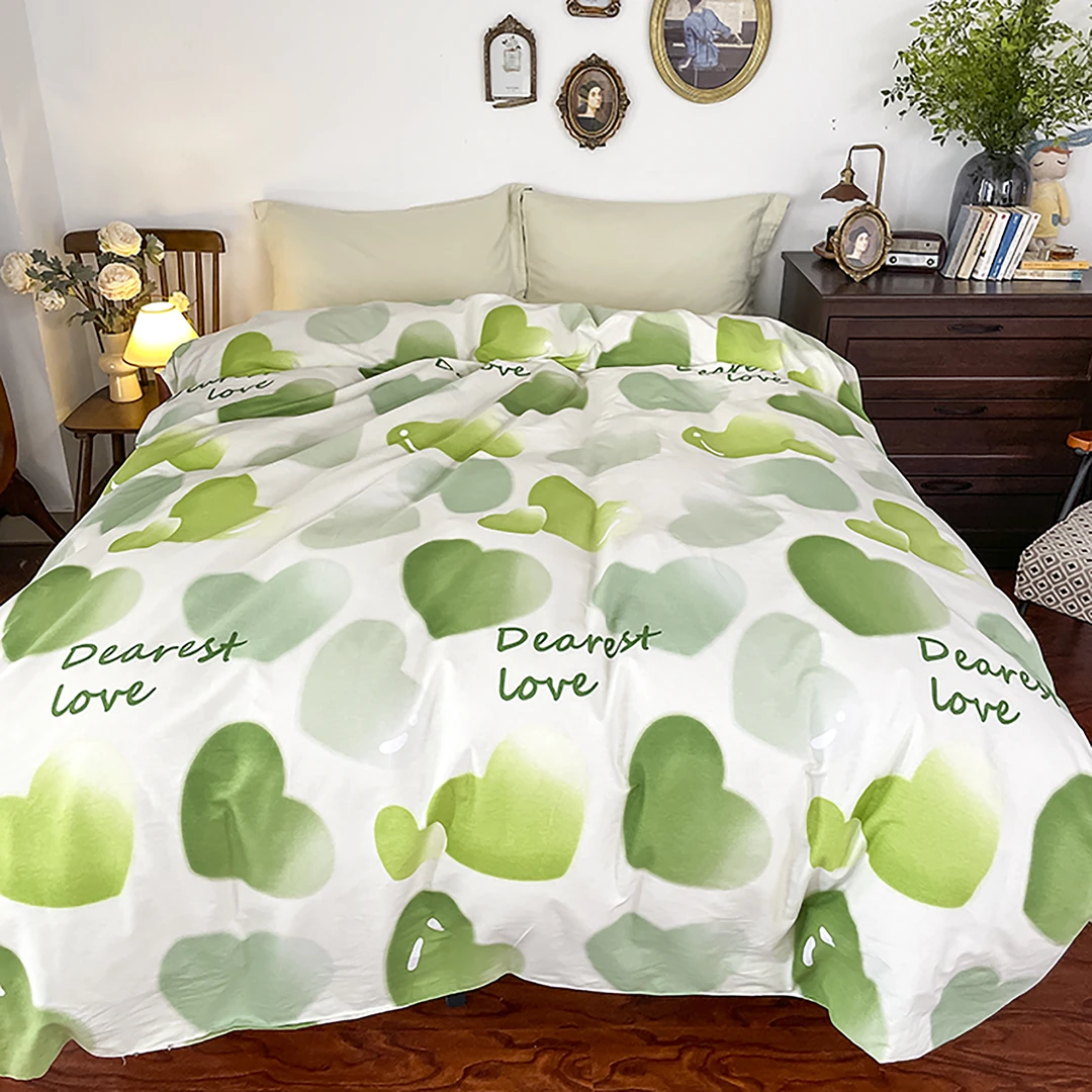 N2808 100%棉加厚双人纯棉被套 沁柠200*230秋冬澳绒柔软舒适亲肤