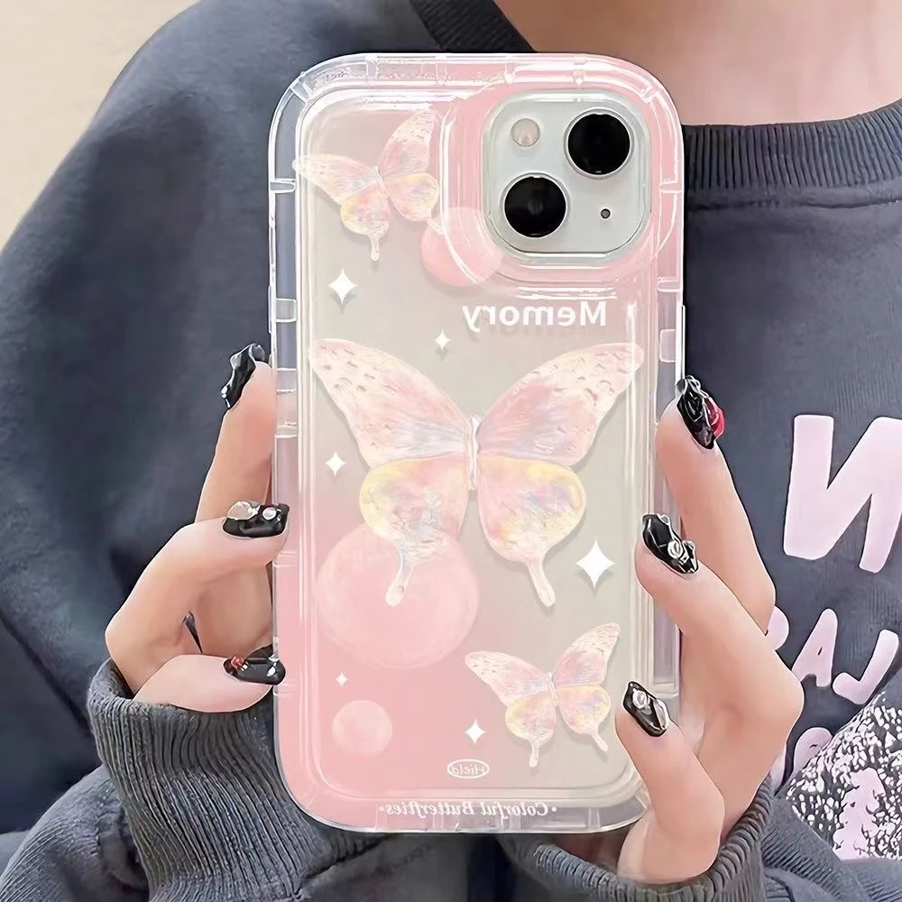 彩色渲染蝴蝶苹果12手机壳iPhone13promax全包14/11/13软壳xs透明