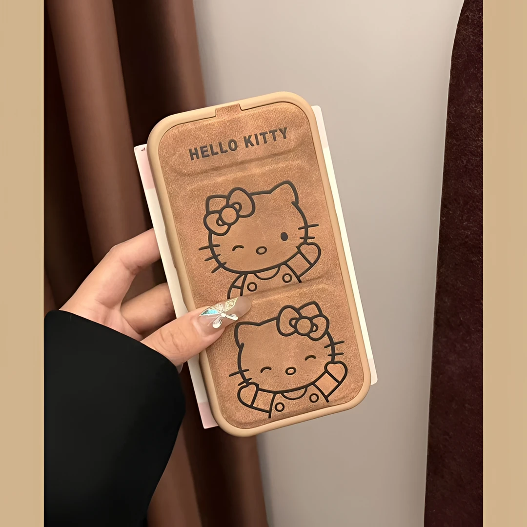 卡通翻盖复古线条kitty适用iPhone16pro苹果15pro手机壳14新款13