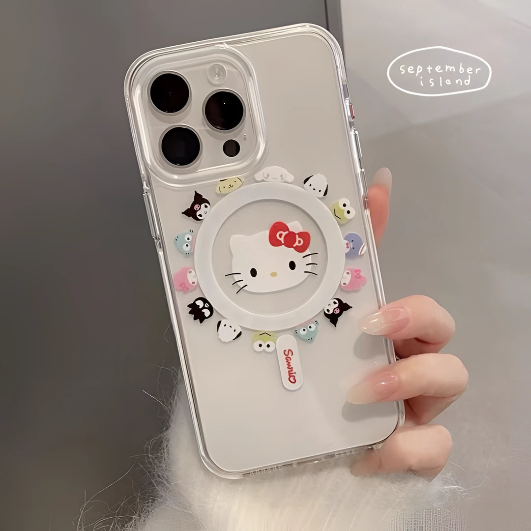 卡通KT猫适用苹果15手机壳可爱iPhone15promax磁吸壳14保护套12新