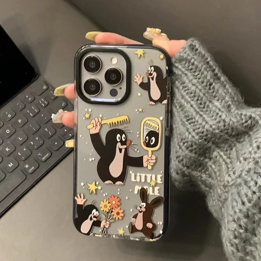 臭美的鼹鼠君适用苹果16Promax透明手机壳15/14新款iPhone13可爱