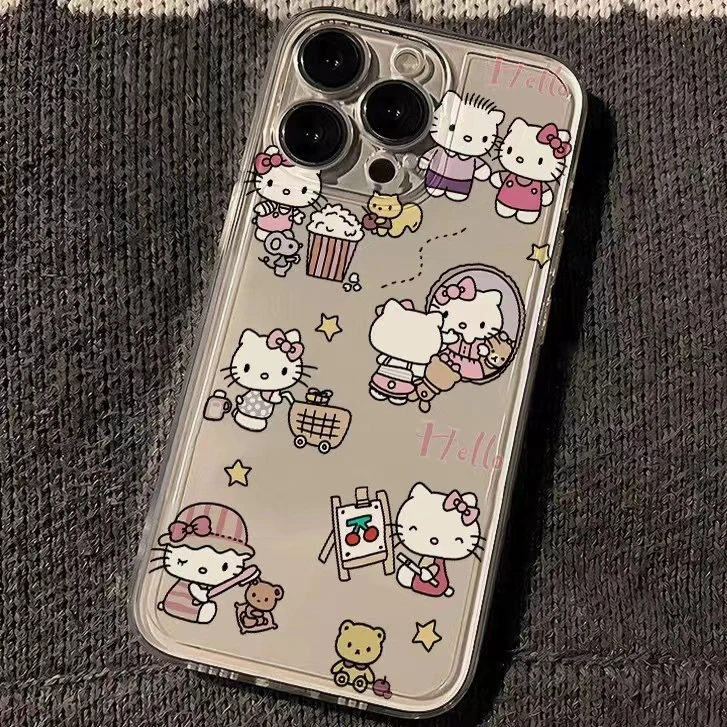 照镜子KT猫适用iPhone15手机壳小米13红米荣耀vivo华为mate60oppo