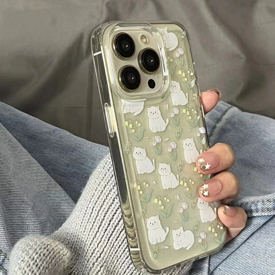 小清新鲜花兔子适用苹果14promax手机壳iPhone14Pro透13软12小众