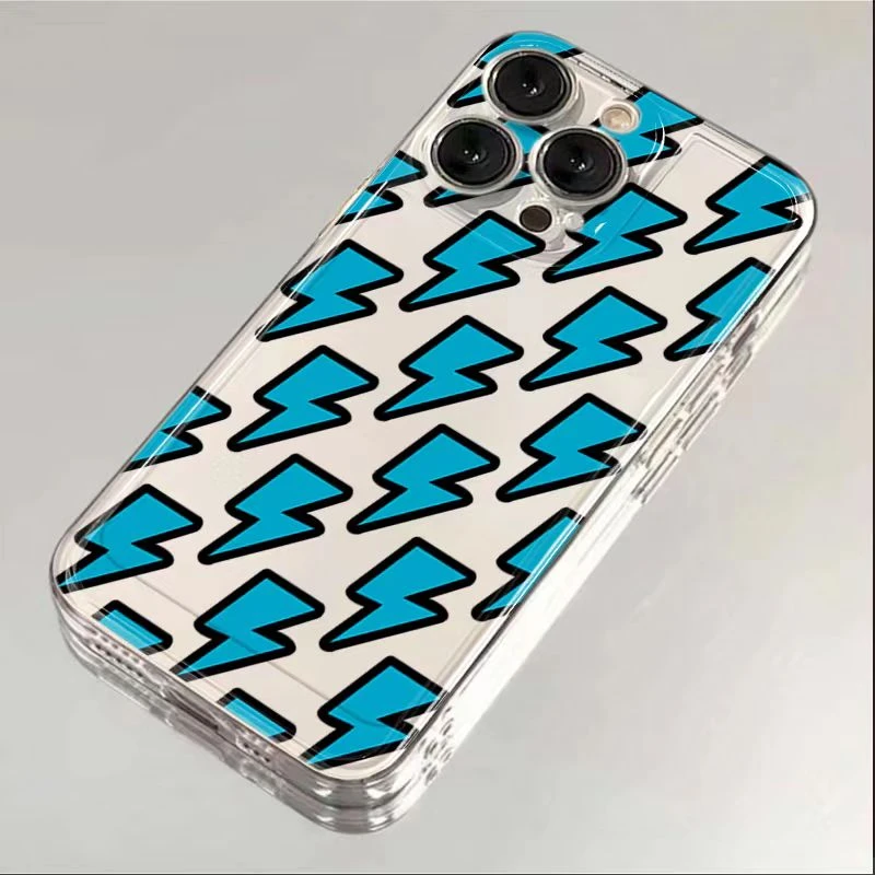 适用苹果15华为OPPO小米vivo新款创意满屏闪电硅胶透明防摔手机壳