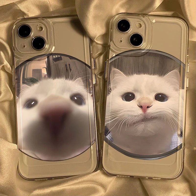 歪嘴猫咪透明创意适用iPhone13/12Promax/xsmax7/8/14苹果手机壳