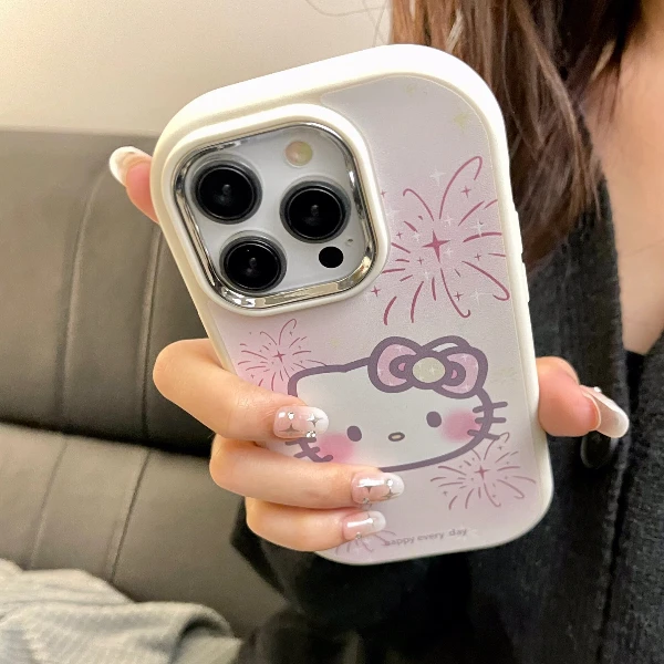 烟花KT猫适用15手机壳iphone14promax/12Pro卡通13Pro磨砂11软壳x