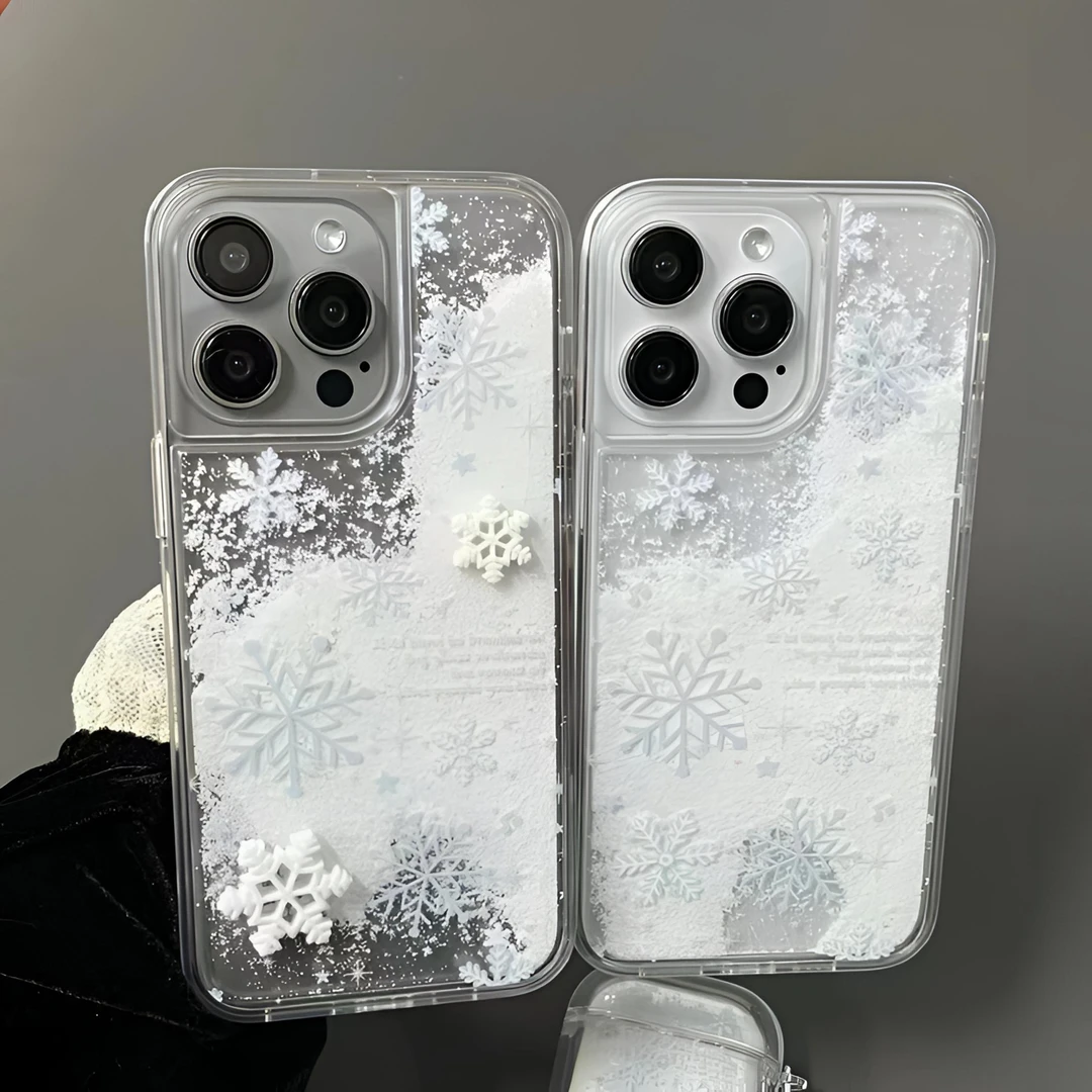 雪花流沙适用iphone16pro手机壳苹果14手机套13新款xr流沙xs简约