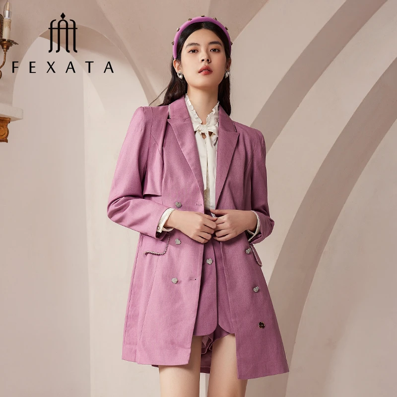 【媛媛女王严选】FEXATA斐格思外套女秋双排扣都市风西装F23K0601