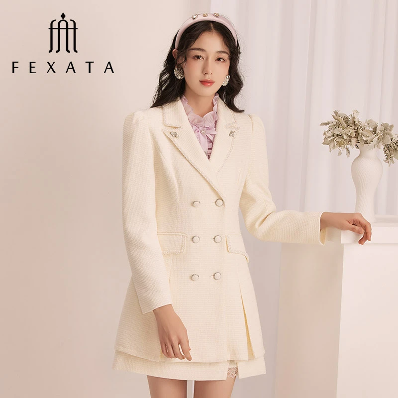 【毛毛专属】FEXATA斐格思毛呢外套女西装领外套F31W0306