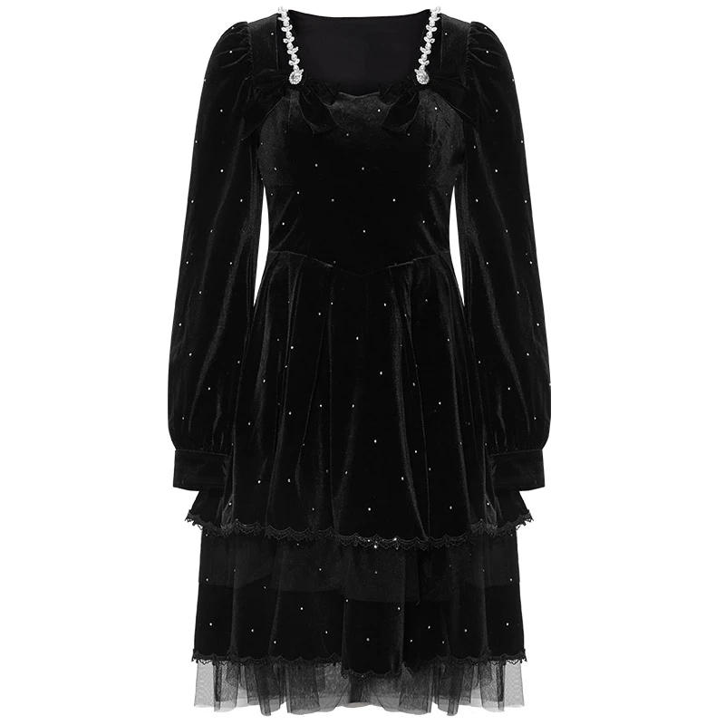 【白姐专属】FEXATA斐格思连衣裙蝴蝶结礼服丝绒小黑裙