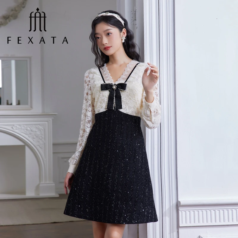 【老板娘夏天】FEXATA斐格思连衣裙复古假两件小礼服裙