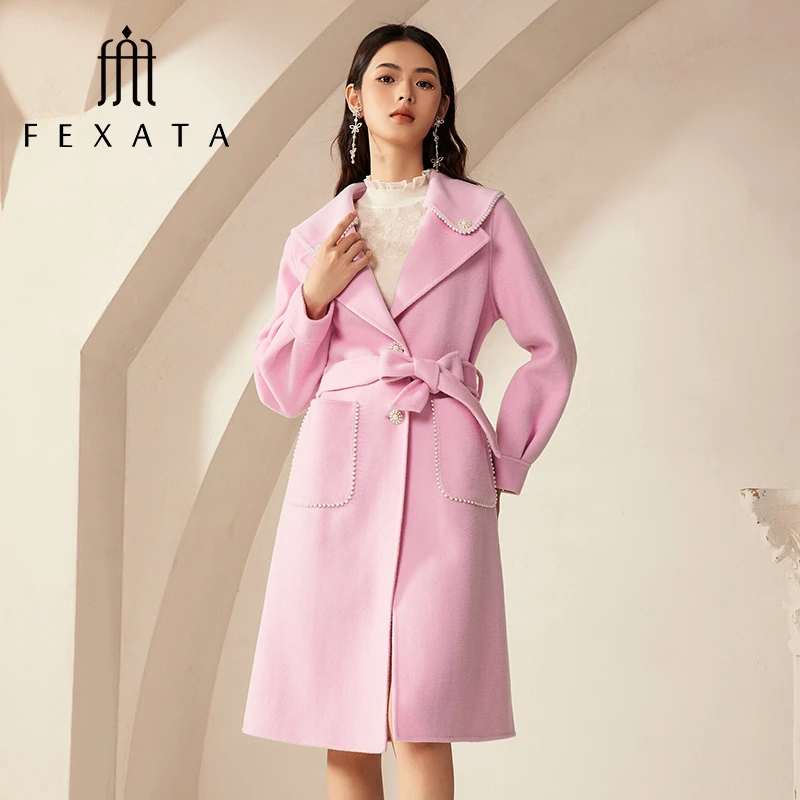 【黄蓉推荐】FEXATA斐格思羊毛大衣女保暖毛呢外套