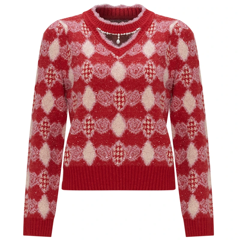 【白姐专属】FEXATA斐格思毛衣女复古氛围感毛针织衫