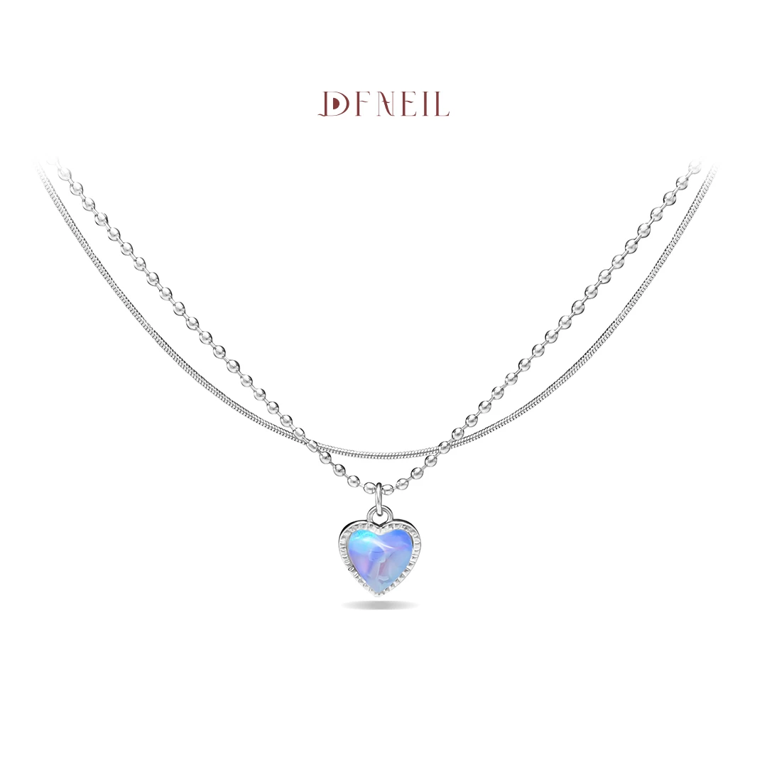 钛钢项链 DF Neil双层渐变爱心项链女小众设计气质叠戴心形锁骨链