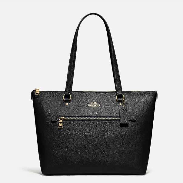 COACH/蔻驰  女士Gallery Tote纯色黑色拉链托特包C57614美国直邮