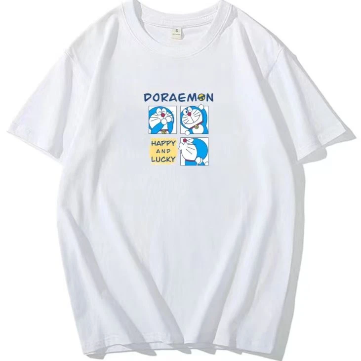 哆啦A梦印花T恤夏季宽松圆领