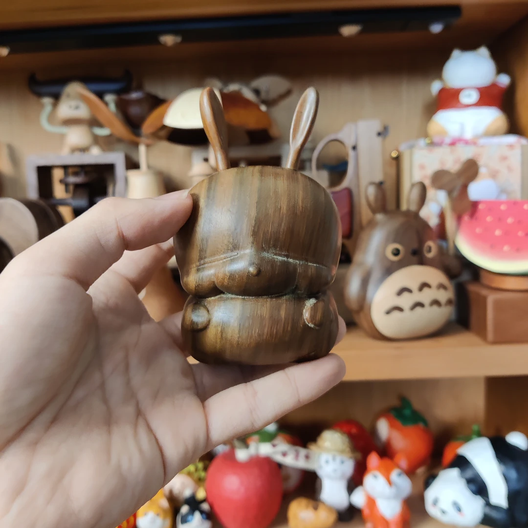 Joe的小作坊/绿檀木小兔子摆件瑕疵头顶干裂
