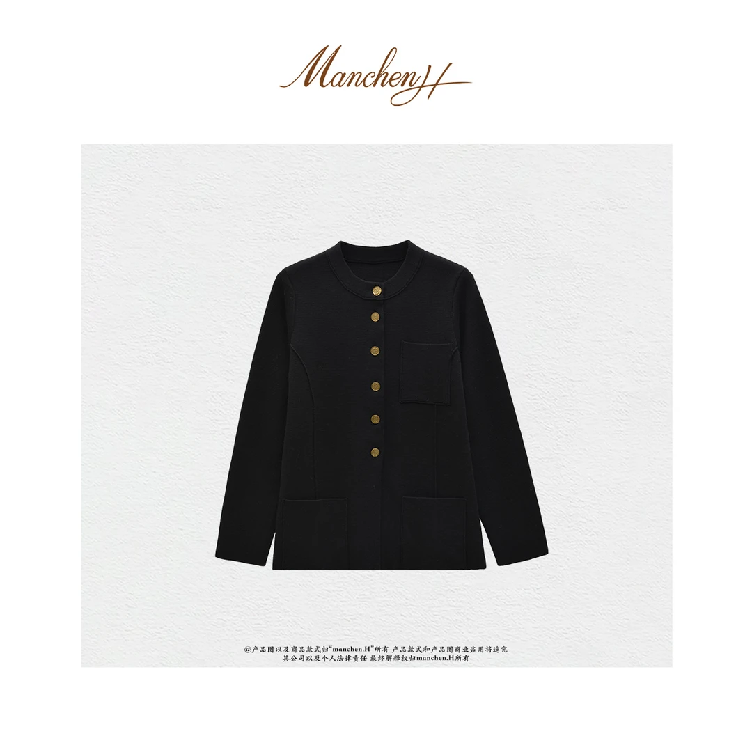 曼辰manchenh“LP黑神话”进口纱线初剪羊毛全件打鸡加密气质外套