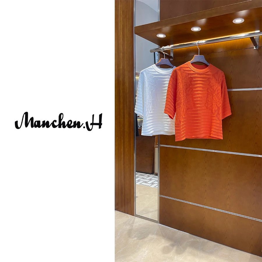 H姐曼辰‘’夏日浮空‘’原厂纱立体镂空浮雕线条冰凉感针织衫