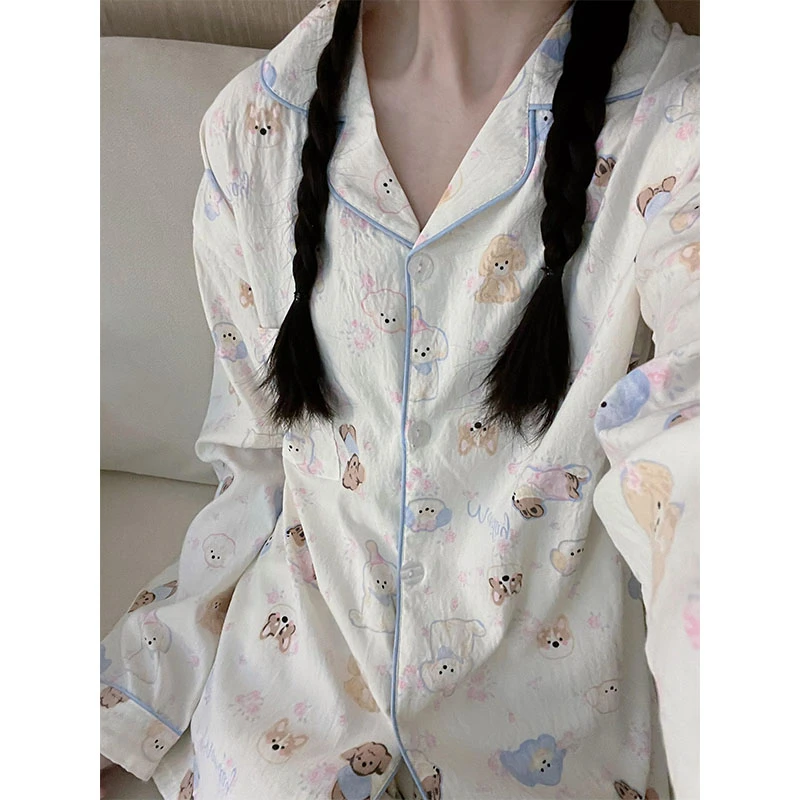 睡衣女款爆款2025新款可爱小狗云朵綿学生睡衣女春秋家居服可外穿