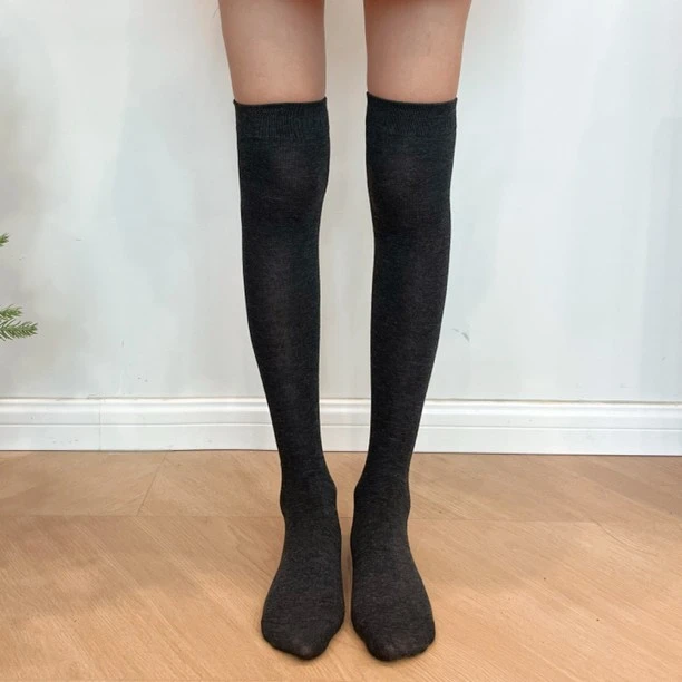 过膝袜女 春秋款纯色长筒袜 防滑高筒袜 女过膝盖长袜 JK潮袜