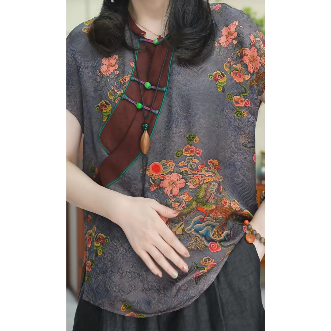 【玉洁定制】 “宋代美学”真丝香云纱重缎夏季国风上衣 BQYJ24040035