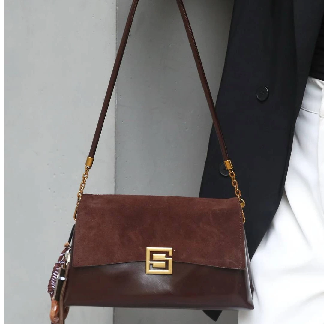 【YI CHEN】SKL-7200-咖啡色-高定轻奢时尚百搭潮流女士包包