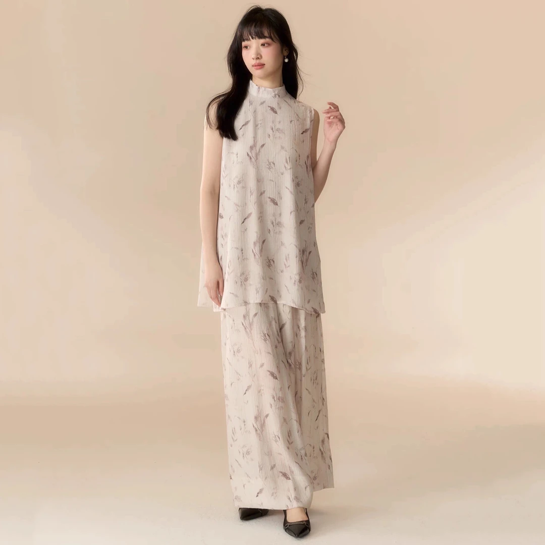 LOUMUTAKU 树叶侘寂纺麻植森拓染休闲宽松透气套装