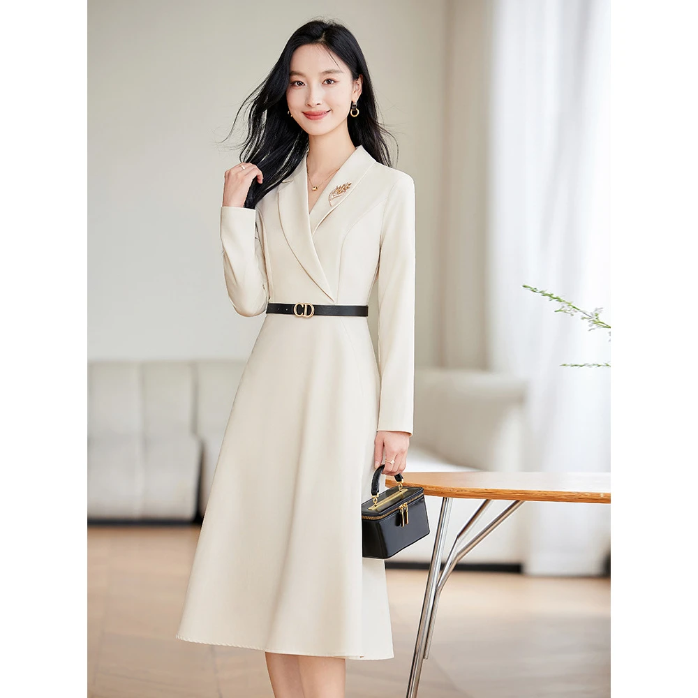 西装连衣裙女春秋长袖正式场合气质职业气质感教师演讲主持人正装