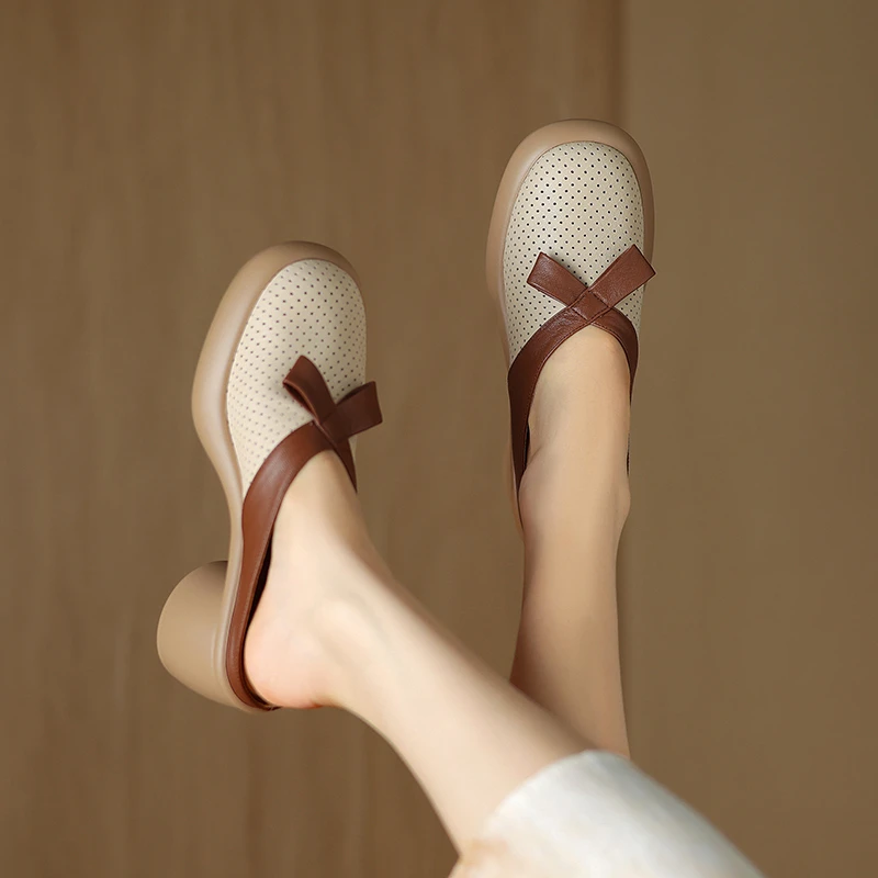 新款夏季包头凉鞋百搭休闲增高轻便防滑无后女款软底防滑半拖凉鞋