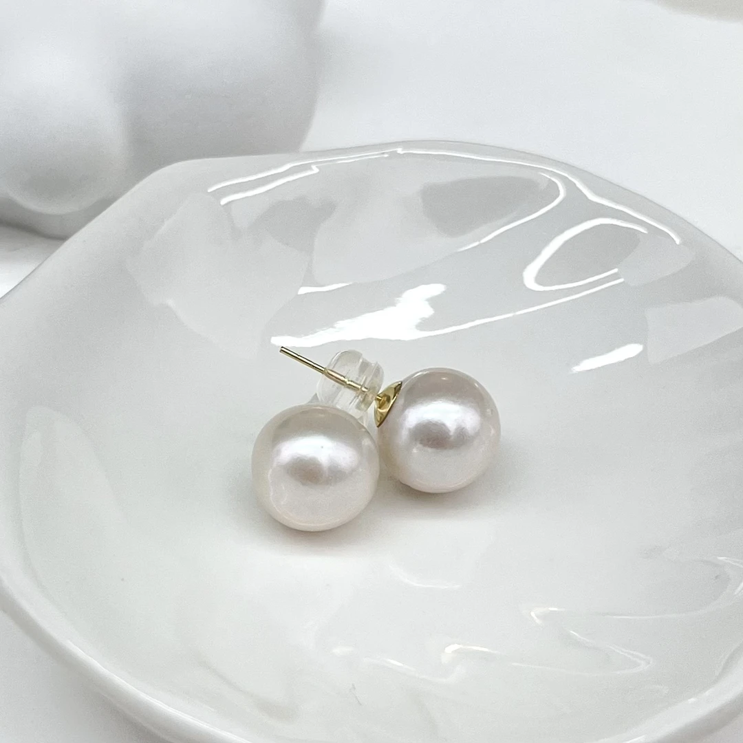 【新年福利】淡水白珠栀子花时尚气质百搭珍珠金针耳钉10-11mm
