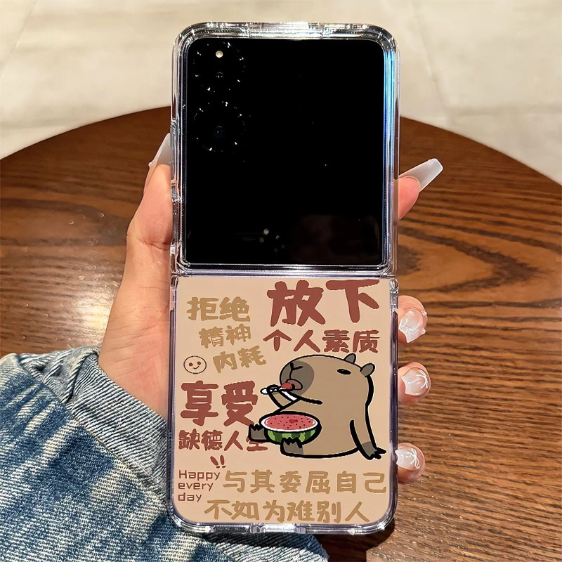 适用小米mixflip手机壳网红吃瓜水豚荣耀magicvflip可爱女款折叠