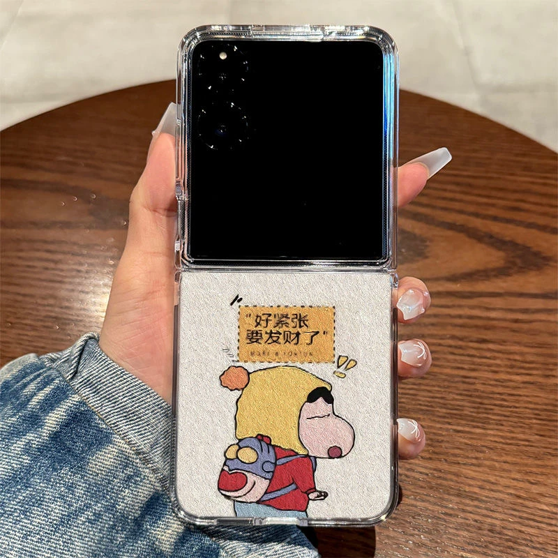 适用小米mixflip手机壳高颜值女款荣耀magic vflip发财蜡笔小新爆