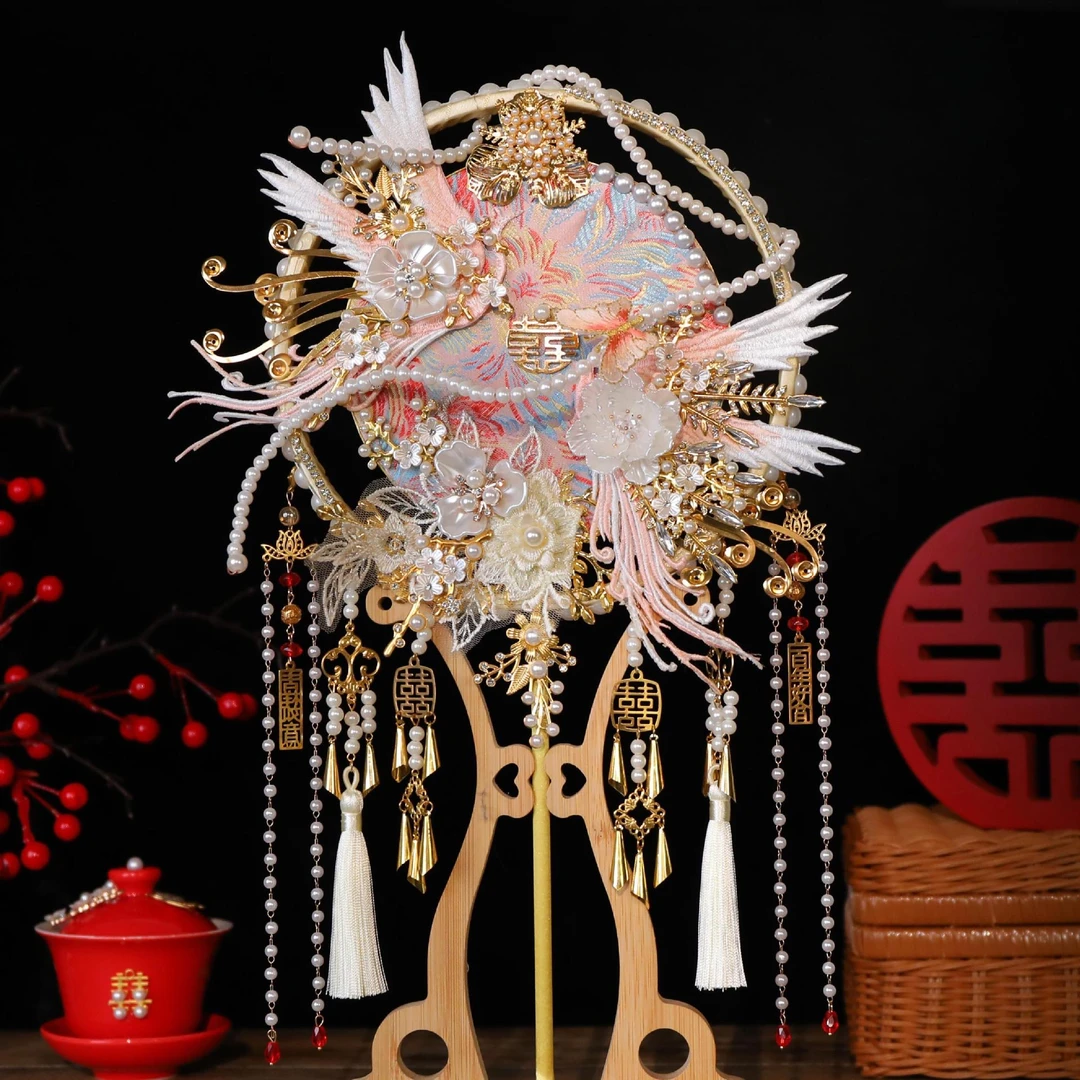 重工高定diy手作团扇中式新娘古装汉服国风奢华摆件