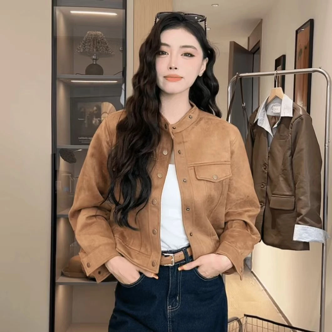 美拉德新款韩版外套女秋设计感小众百搭女宽松显瘦短款夹克上衣潮