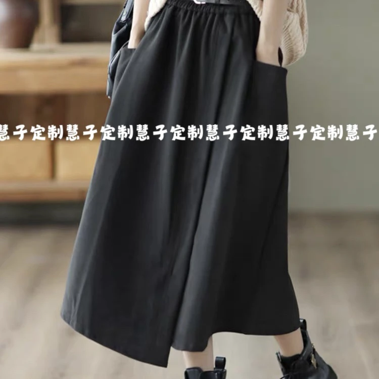 慧子"罗马裙" 自制软呢料复古松紧腰显瘦A字裙叠层设计气质半身裙