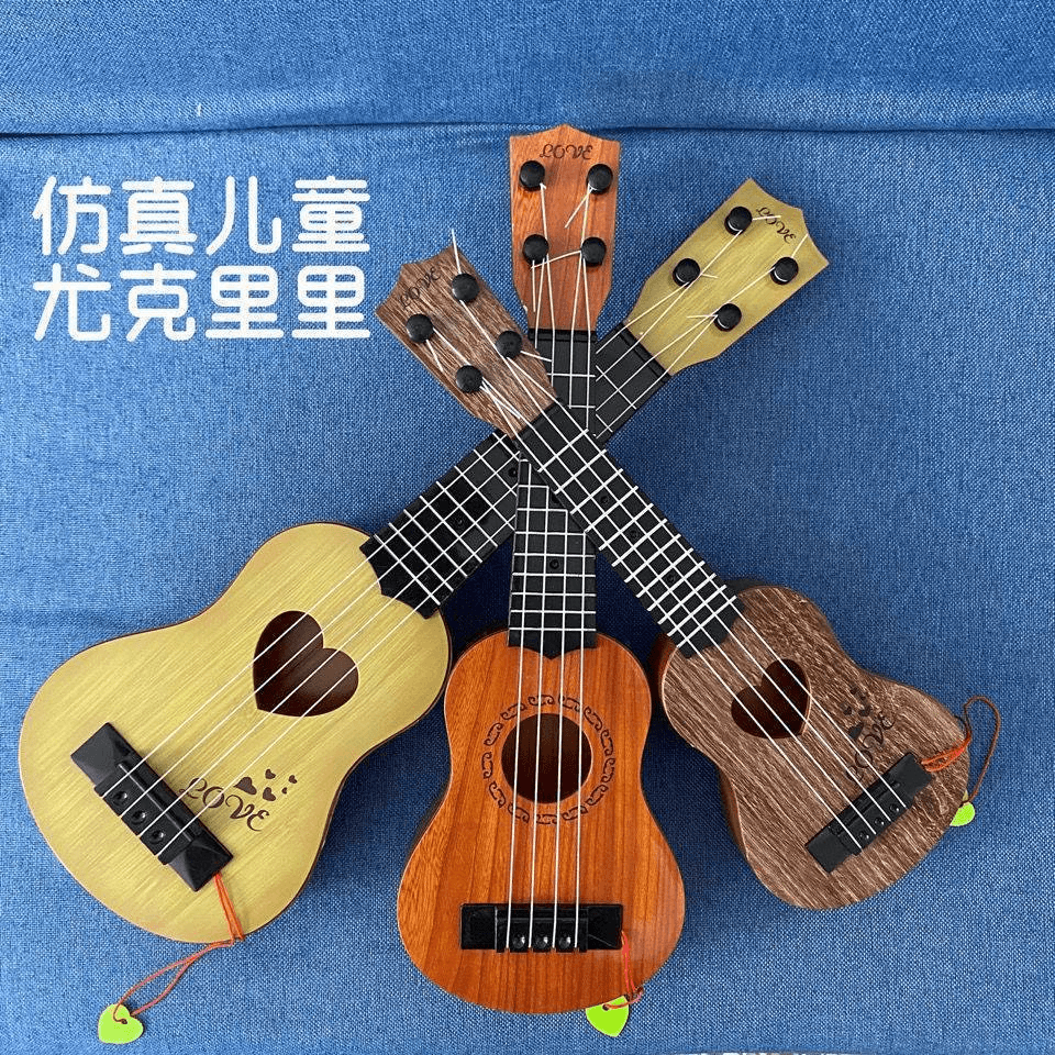 儿童仿真尤克里里可弹奏吉他玩具初学者乐器小型玩具颜色随机35cm
