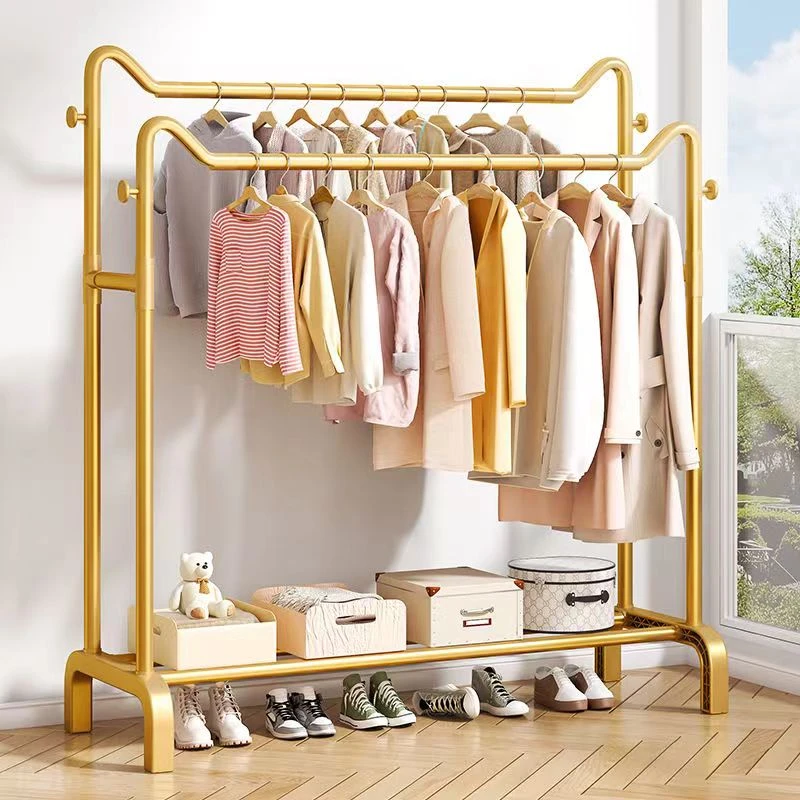 【加长130双杆】轻奢猫耳朵晾衣架家用晒衣架阳台立式挂衣架子双杆