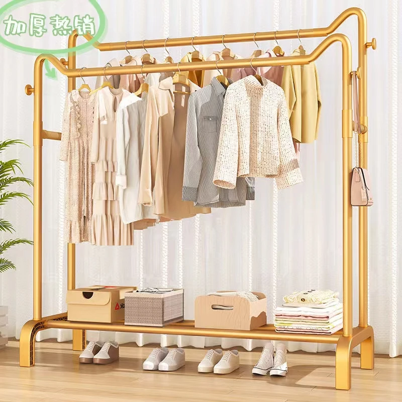 【抢先体验】新款双杆猫耳朵挂衣架晒被子衣服升级落地立式晒衣架