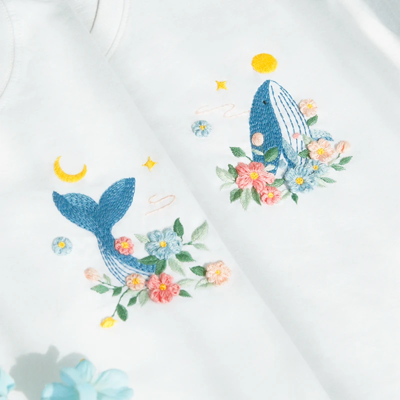 刺绣手工diy材料包简单制作绣花卡通图案情侣T恤走心礼物送男友