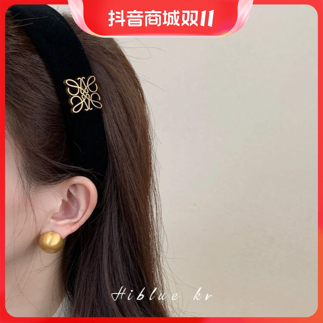 非金属布艺发饰 韩国饰品丝绒发箍女春夏高级感高颅顶黑色气质