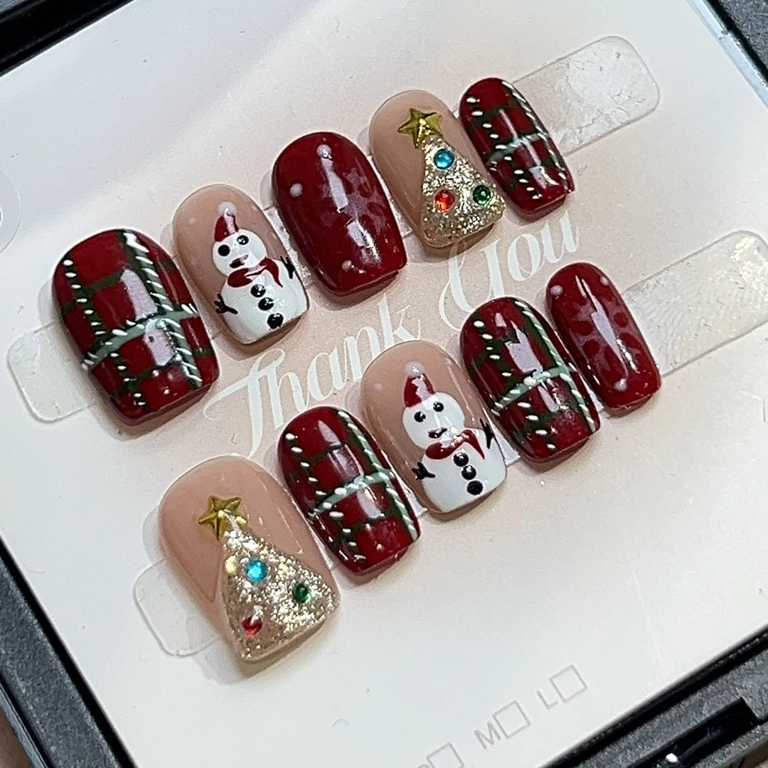 新疆包邮纯手工穿戴甲现拍现做甲型可定制