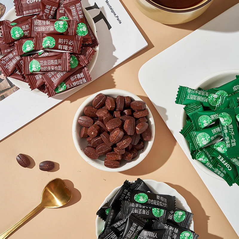 【升级星巴款】励志语录咖啡糖独立包装即食咖啡豆糖果网红咀嚼香浓