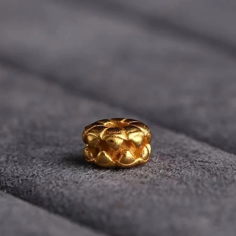 925银银制品 S925银吞噬隔片古法金6X4MM，1对价格手工时尚百搭