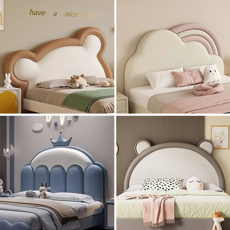 儿童床头软包单买落地新款皮质实木卡通可爱公主靠背榻榻米可定制
