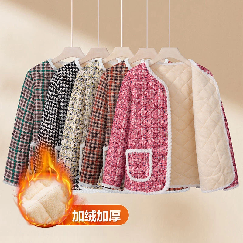 冬季加绒小香风大码外套女棉袄新款妈妈装保暖棉衣短款外套防寒加