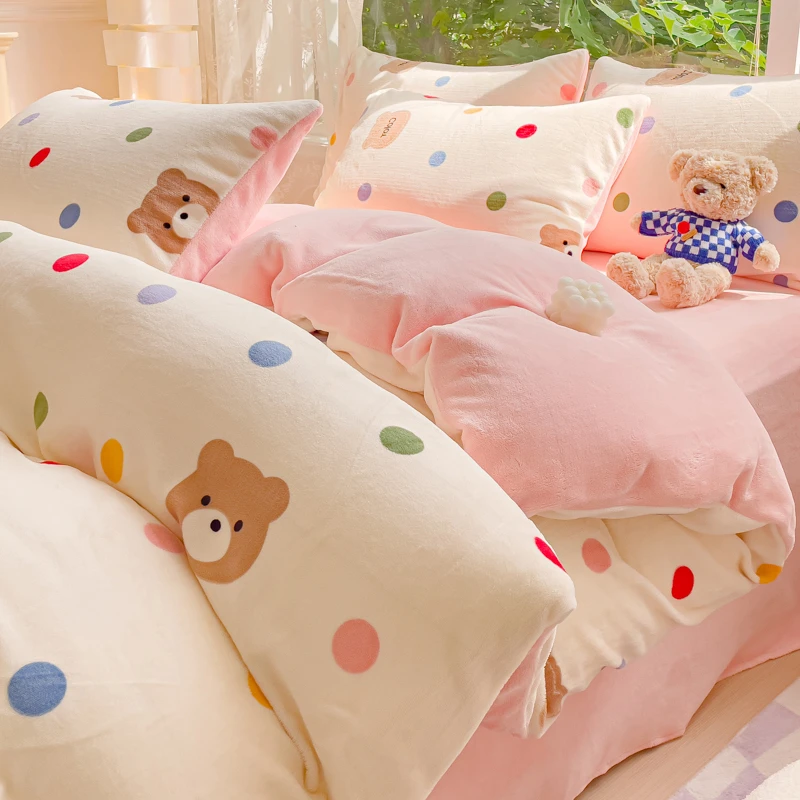 加厚秋冬牛奶绒四件套珊瑚绒三件套宿舍单双人法兰绒床上双面绒