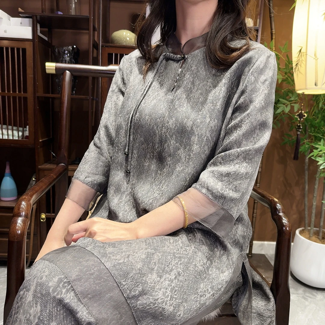 新中式纱边立领盘扣单件上衣